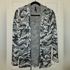 Grey Camo Sweater Cardigan